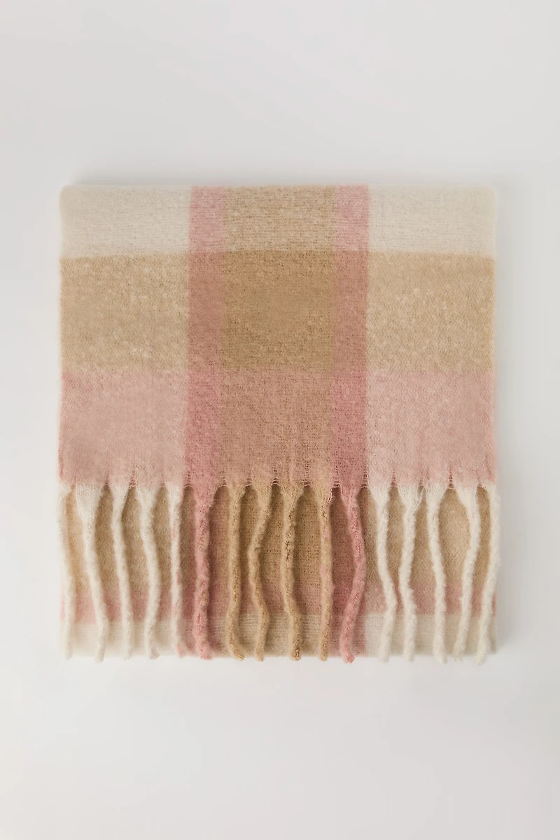 Écharpe en tissu bouclé à carreaux