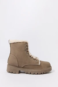 Faux Fur Lined Lace Up Boot