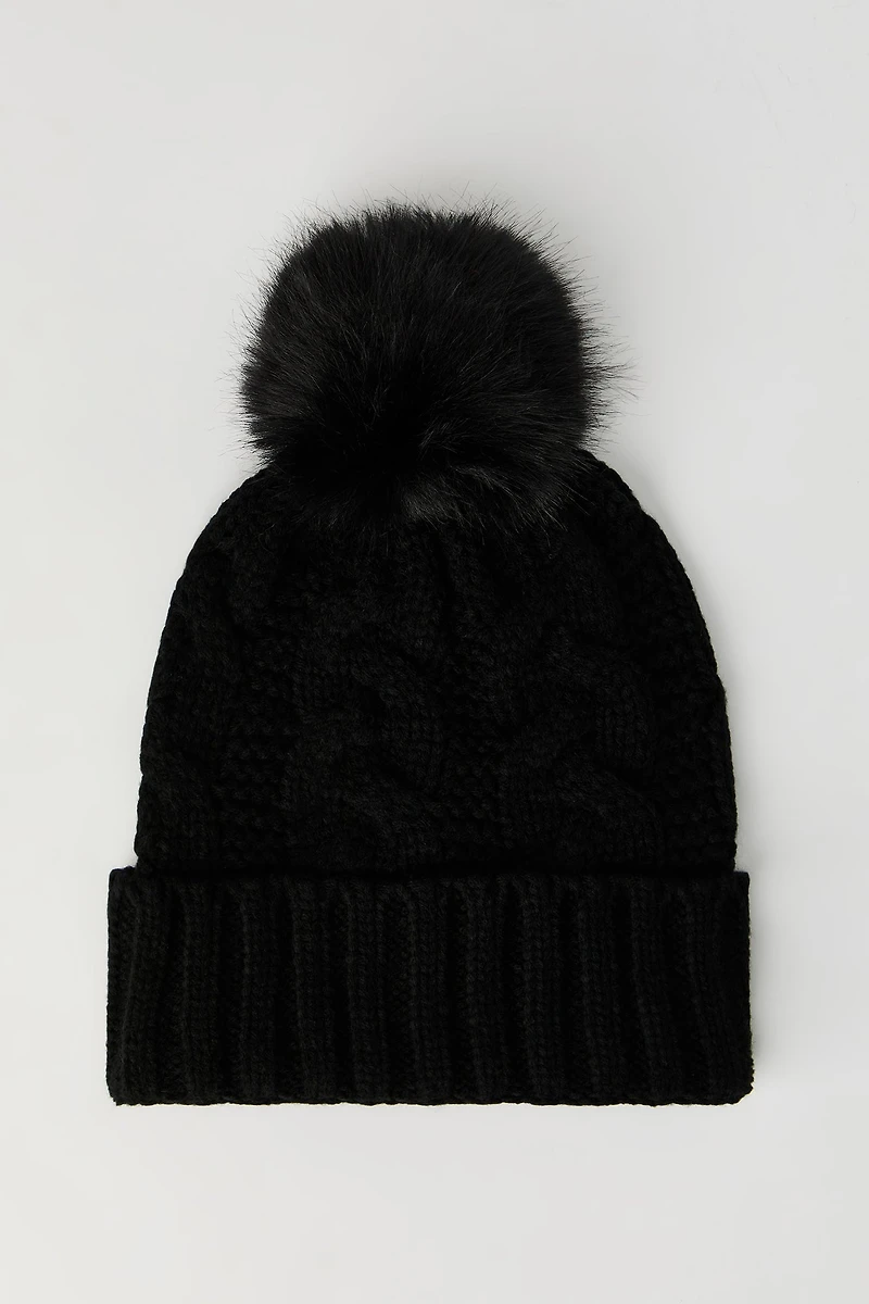 Cable Knit Pom Beanie