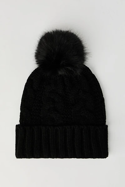 Cable Knit Pom Beanie