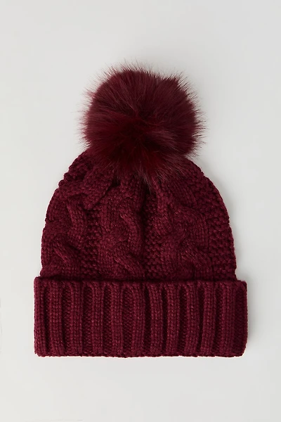 Cable Knit Pom Beanie