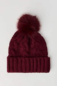 Cable Knit Pom Beanie