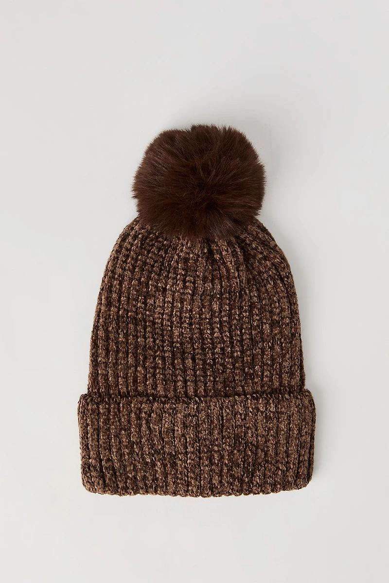 Chenille Ribbed Knit Beanie