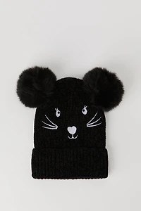 Bonnet côtelé en chenille forme de personnage