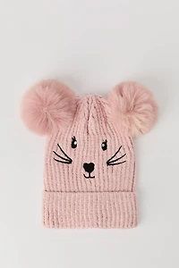 Bonnet côtelé en chenille forme de personnage