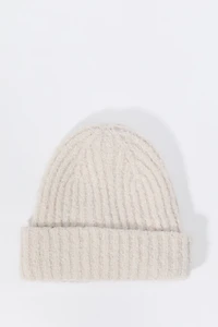 Tuque en tricot côtelé pelucheux