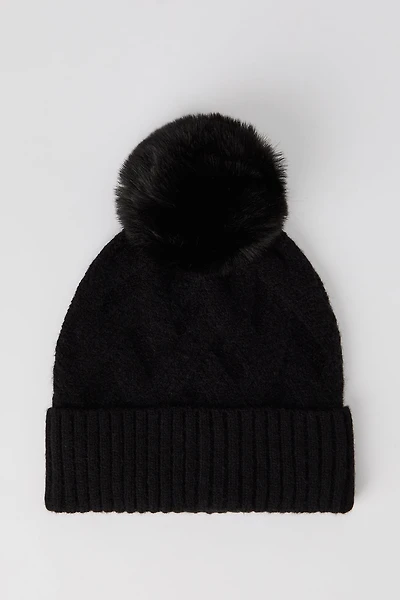 Diamond Knit Pom Beanie