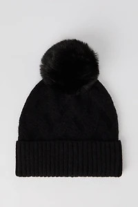 Diamond Knit Pom Beanie
