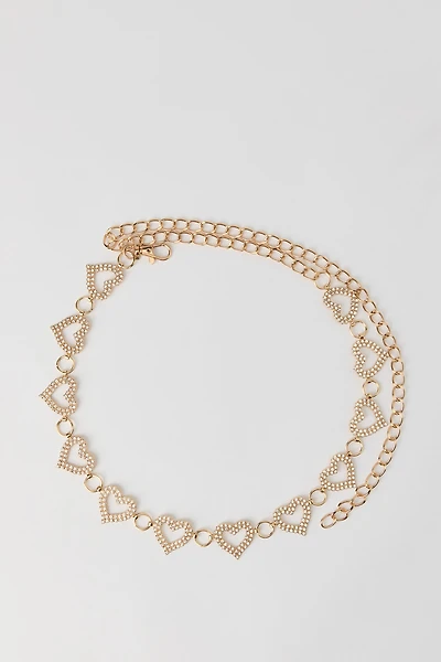 Rhinestone Heart Chain Belt