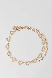 Rhinestone Heart Chain Belt