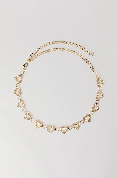 Rhinestone Heart Chain Belt