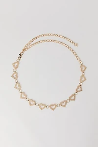 Rhinestone Heart Chain Belt