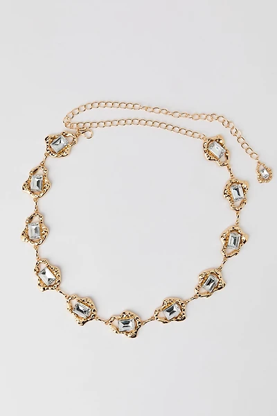 Rhinestone Hammered Chain Belt