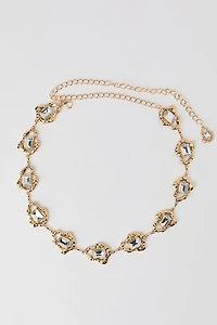 Rhinestone Hammered Chain Belt
