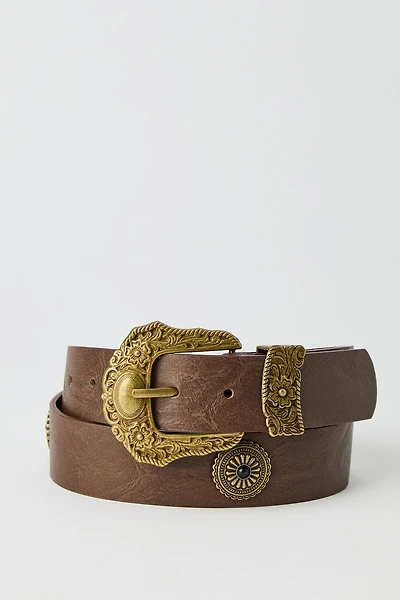 Faux Leather Western Buckle Belt 3.5 cm
