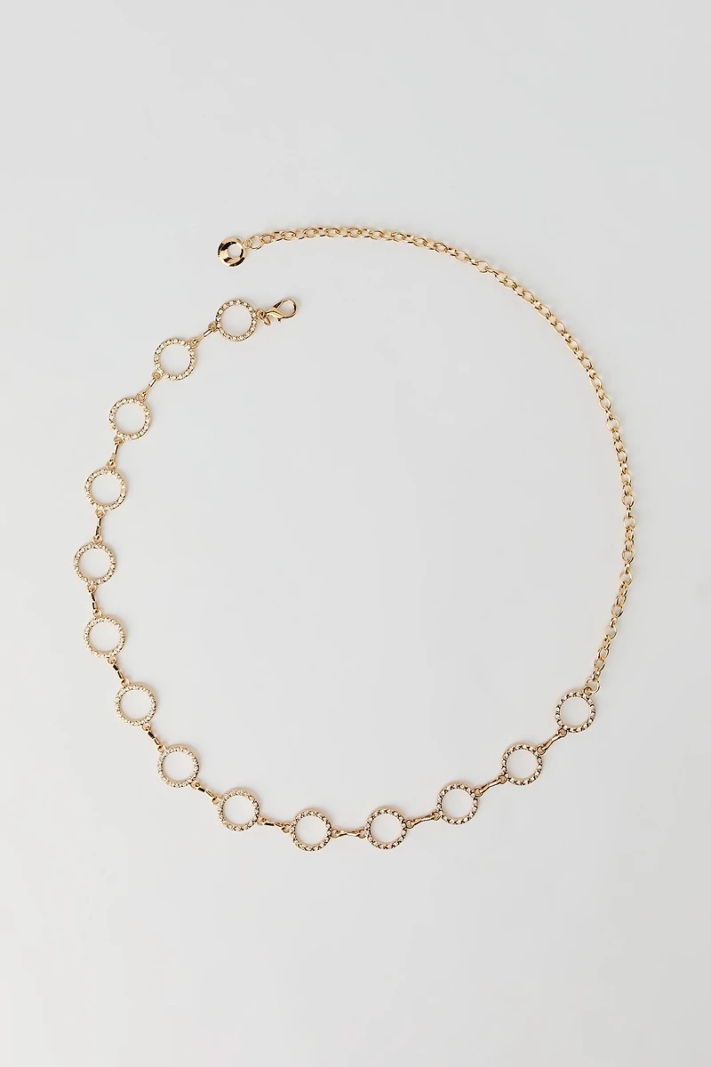Rhinestone Circle Chain Belt