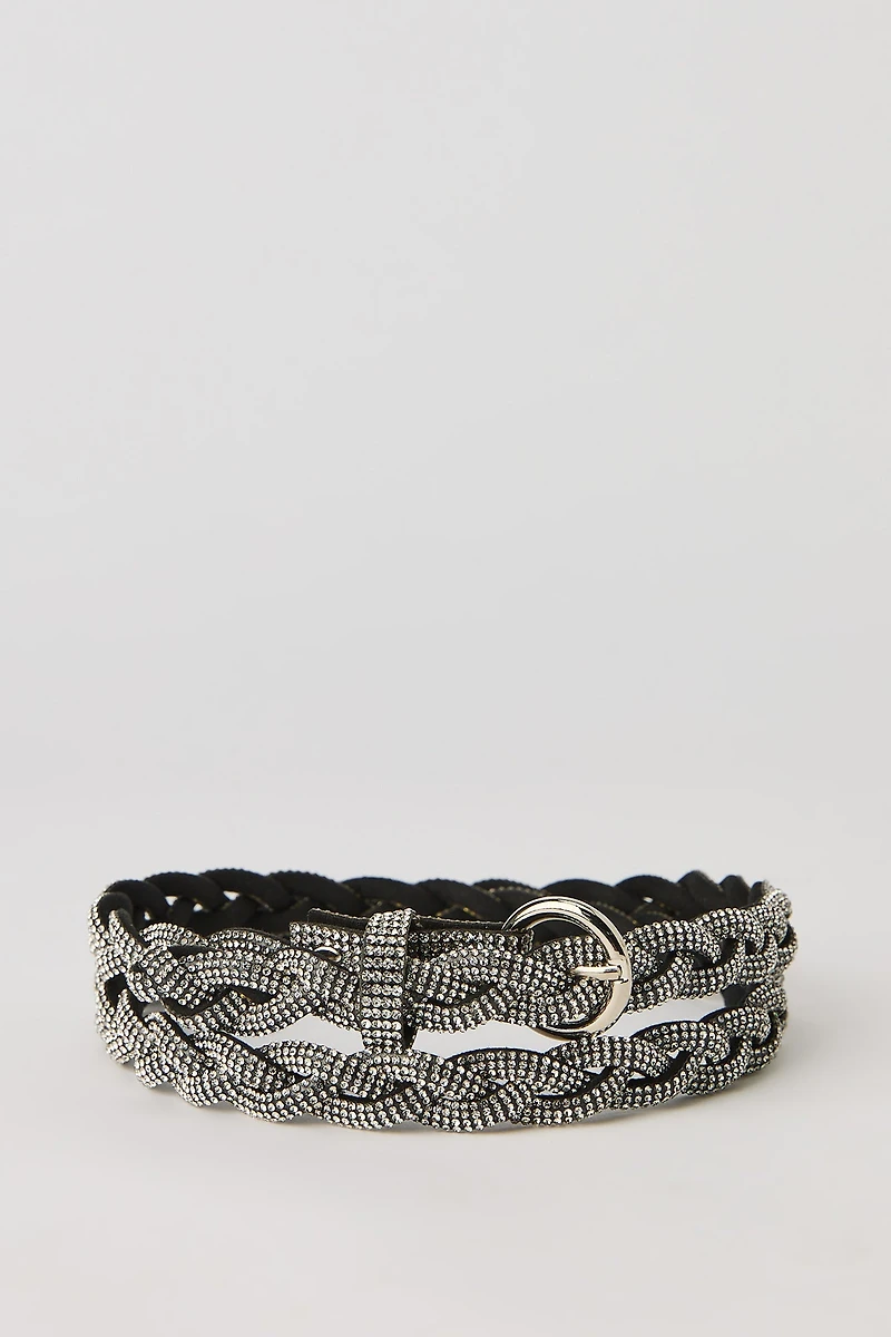 Ceinture tressée ornée de pierres du Rhin