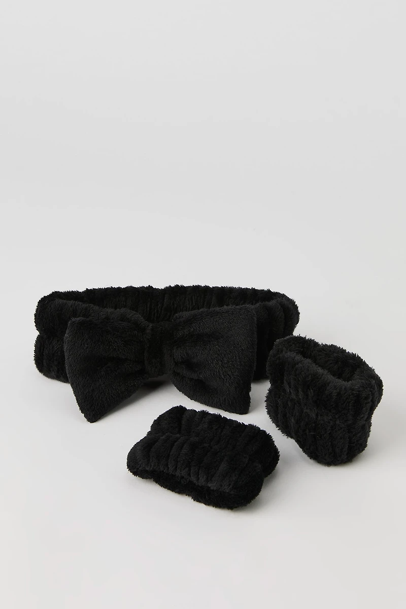 Plush Bow Headwrap & Cuffs