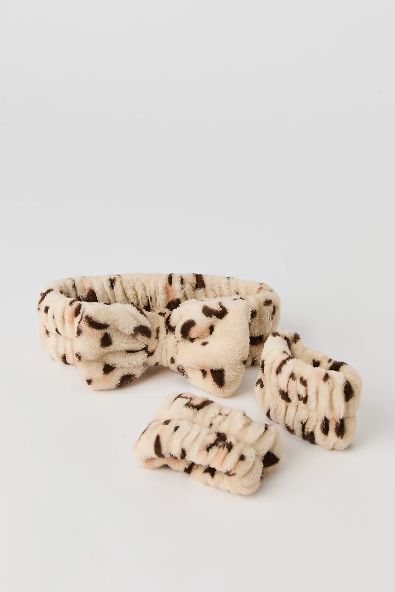 Bandeau et poignets en peluche avec boucle