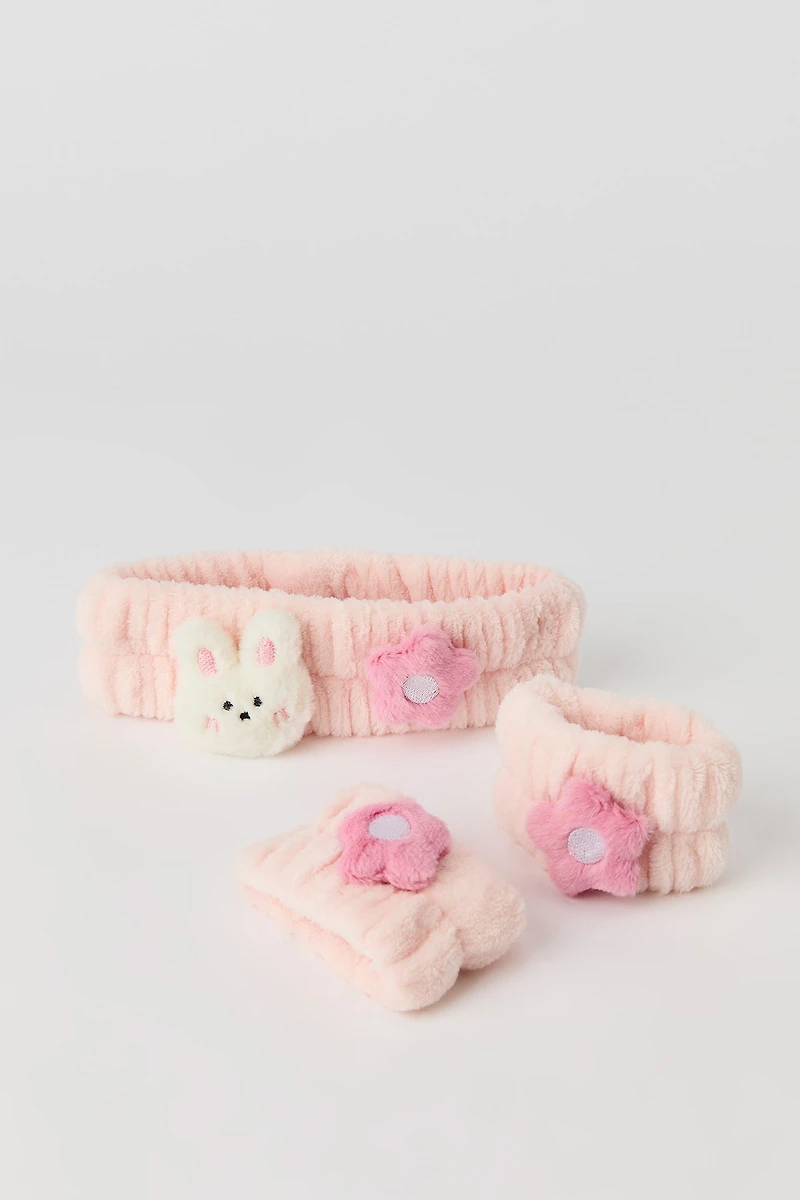 Critter Plush Bow Headwrap & Cuffs