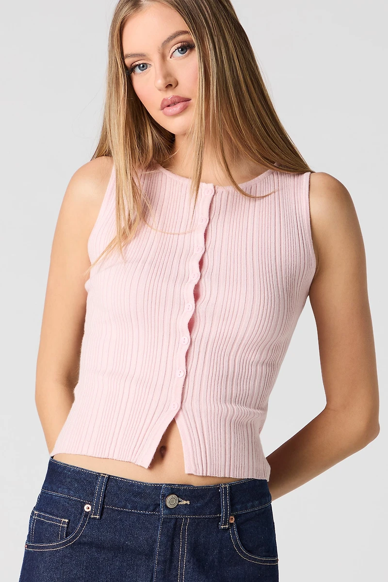 Veste boutonnée en tricot côtelé