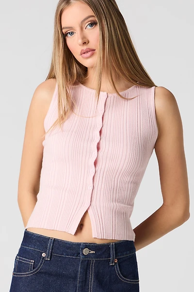 Veste boutonnée en tricot côtelé