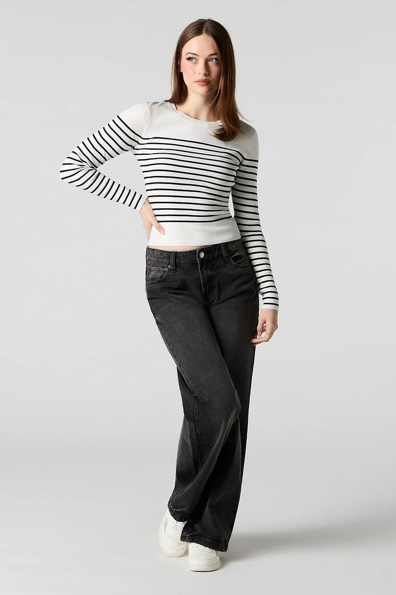 Striped Knit Sweater Top