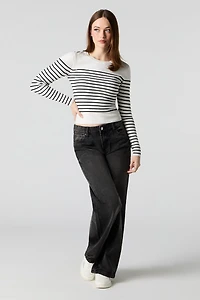 Striped Knit Sweater Top
