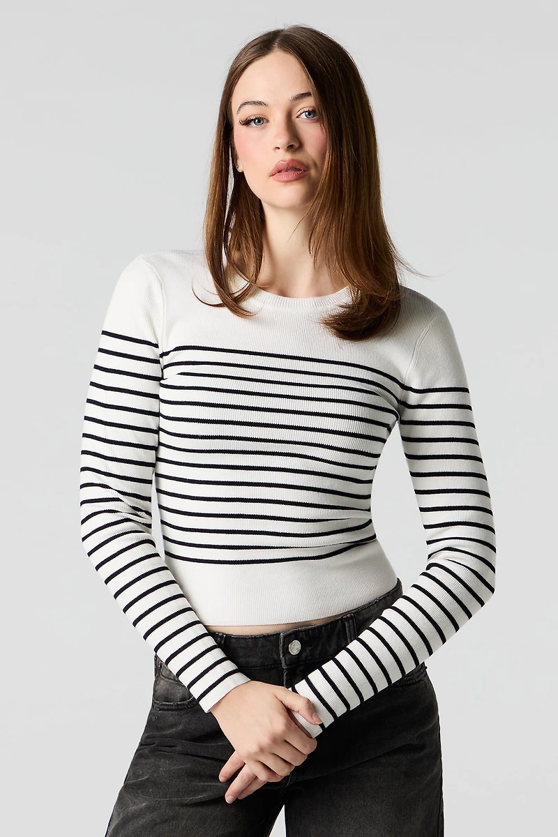 Striped Knit Sweater Top