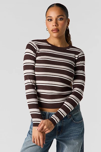 Striped Ribbed Knit Sweater
