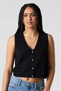 Knit Button Front Vest