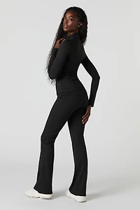 Pantalon à jambe évasée et taille repliée Active