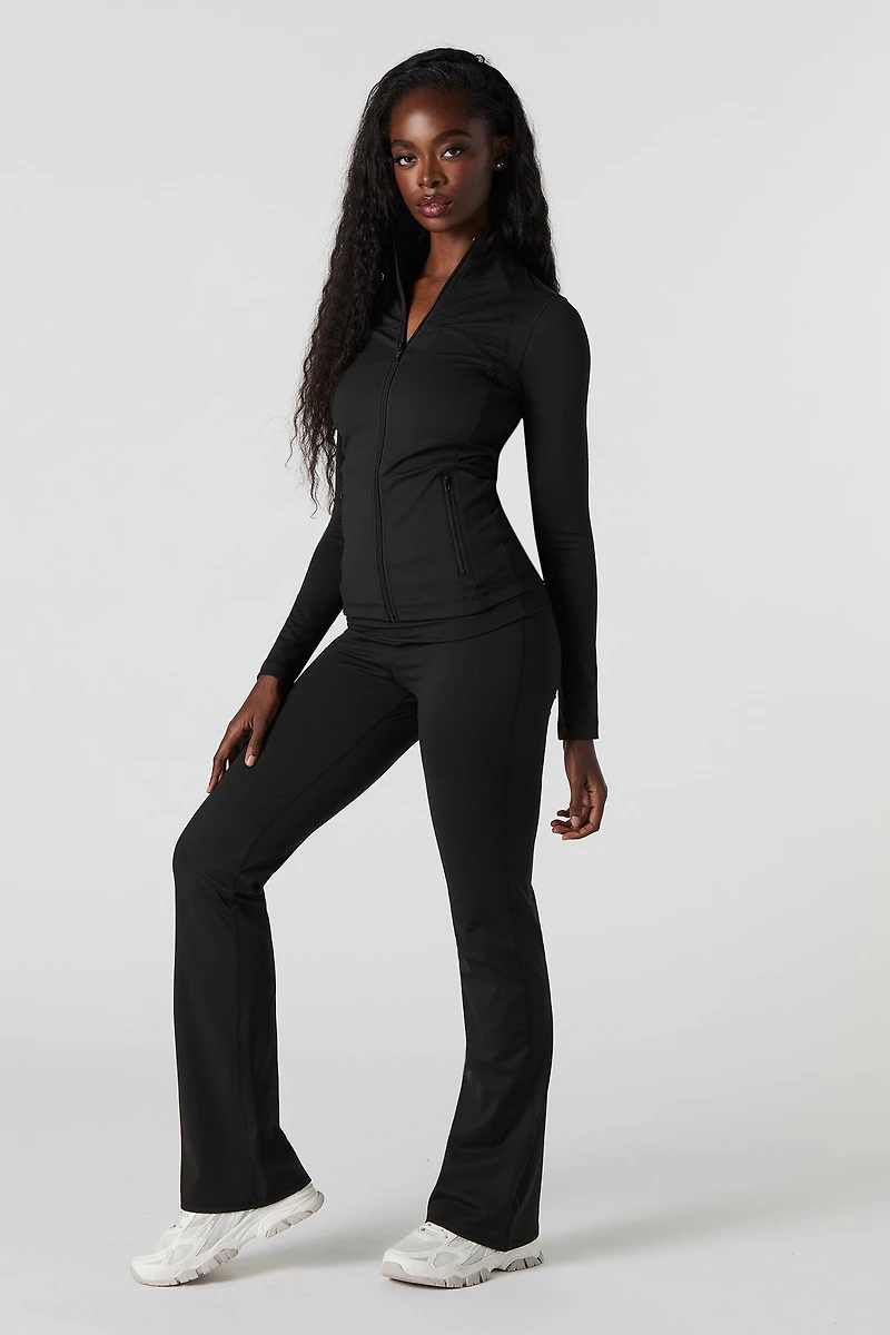 Pantalon à jambe évasée et taille repliée Active