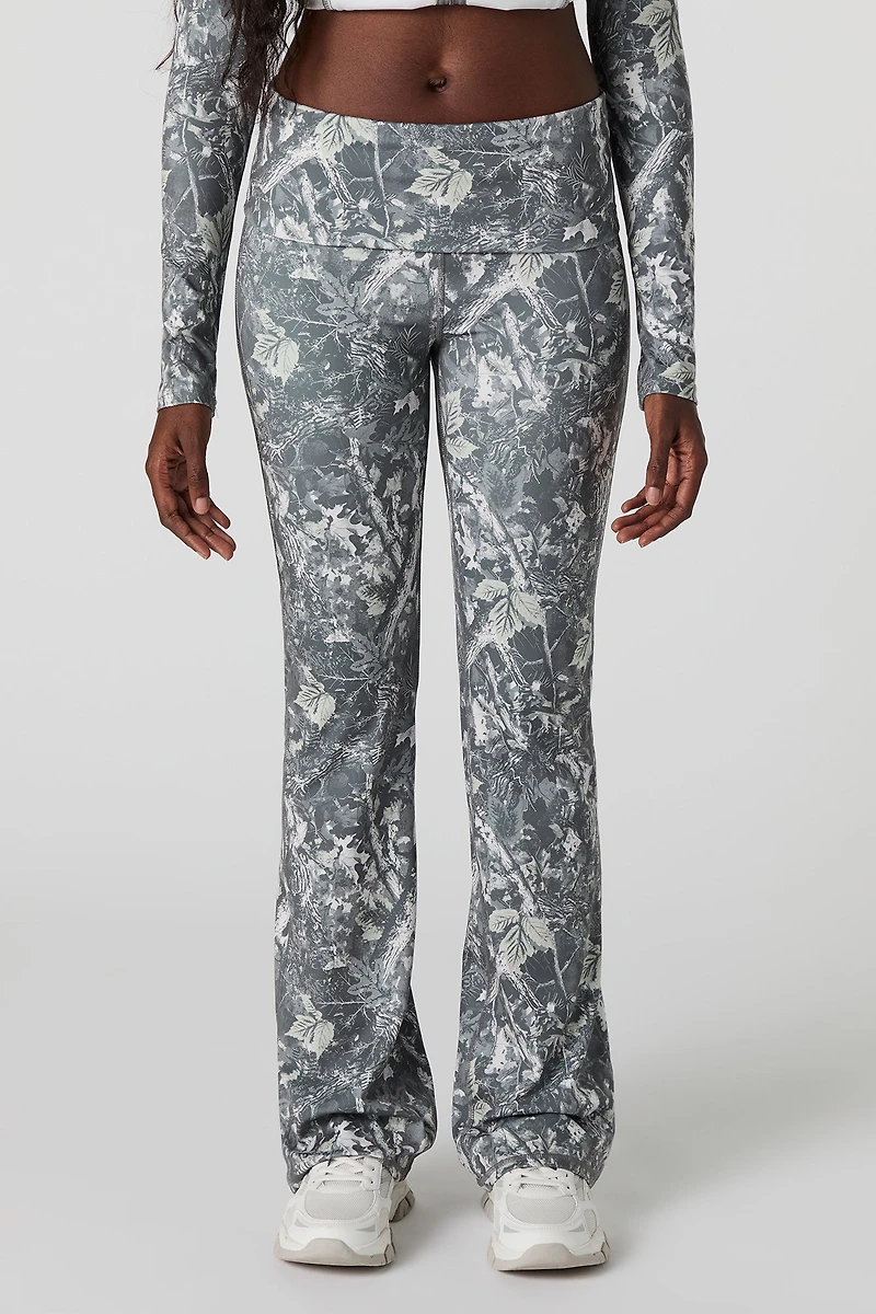 Pantalon à jambe évasée et taille repliée Active