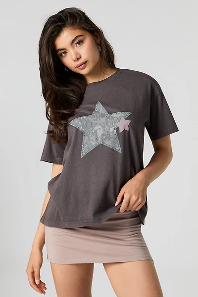Camo Graphic Washed Boyfriend T-Shirt