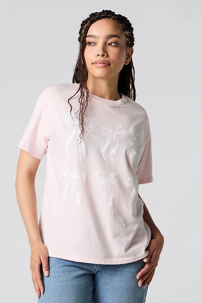 T-shirt coupe garçonne à imprimé de boucle