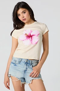 Hibiscus Graphic Fitted T-Shirt