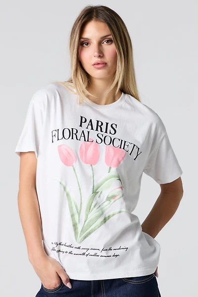 Paris Floral Graphic Boyfriend T-Shirt