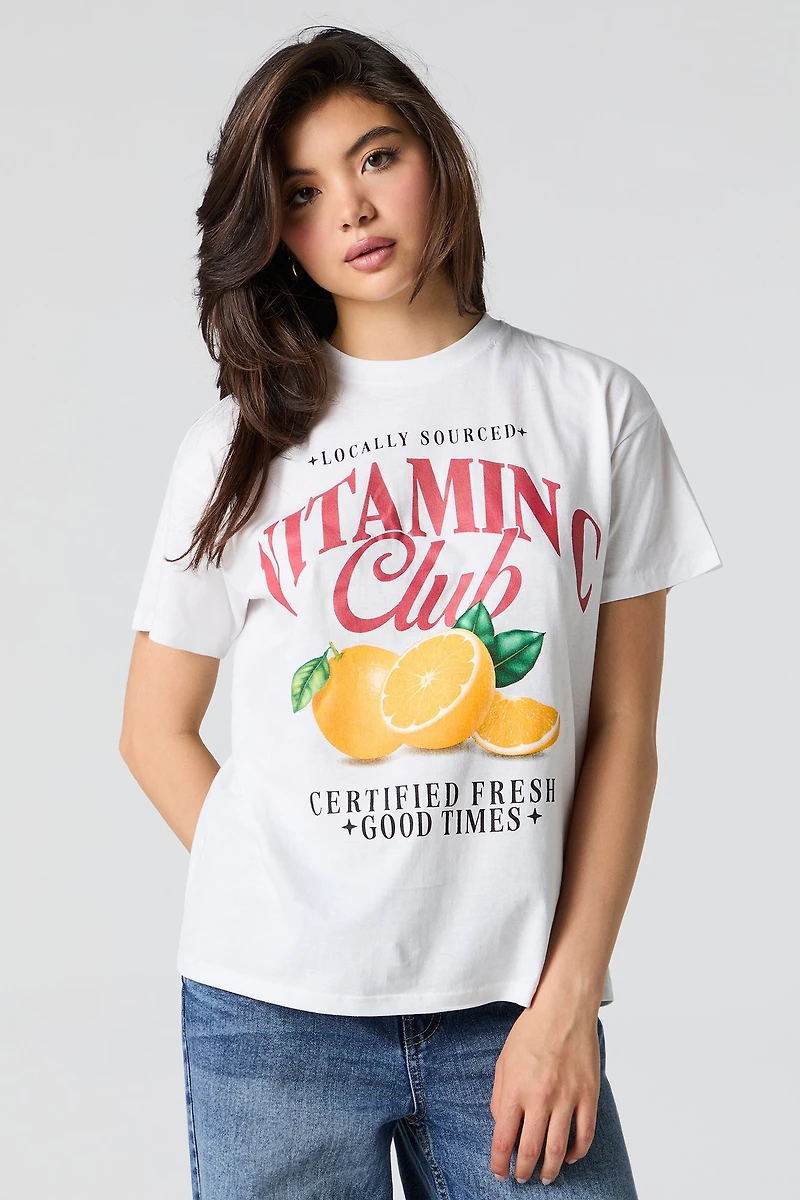 T-shirt coupe garçonne à imprimé Vitamin C