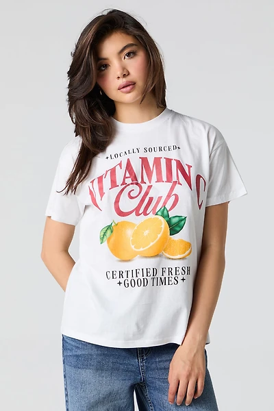T-shirt coupe garçonne à imprimé Vitamin C