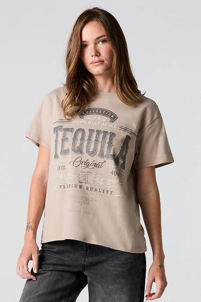 T-shirt de coupe garçonne à imprimé Tequila
