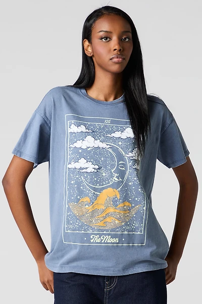 T-shirt délavé à imprimé Mystic