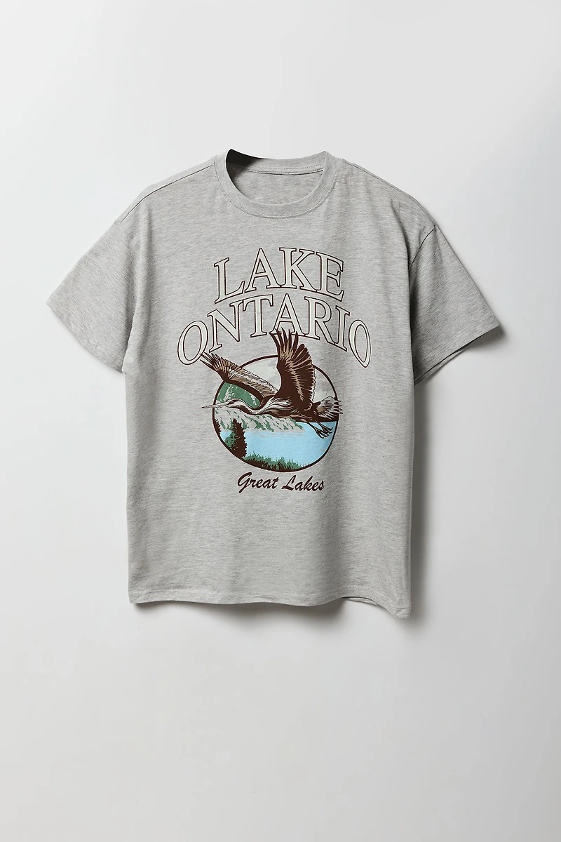 T-shirt coupe garçonne à imprimé Lake Ontario