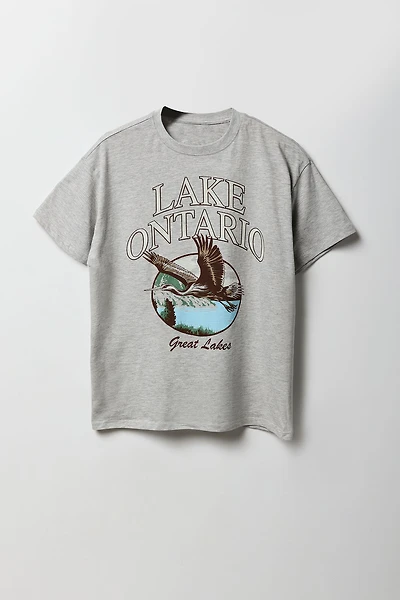 T-shirt coupe garçonne à imprimé Lake Ontario