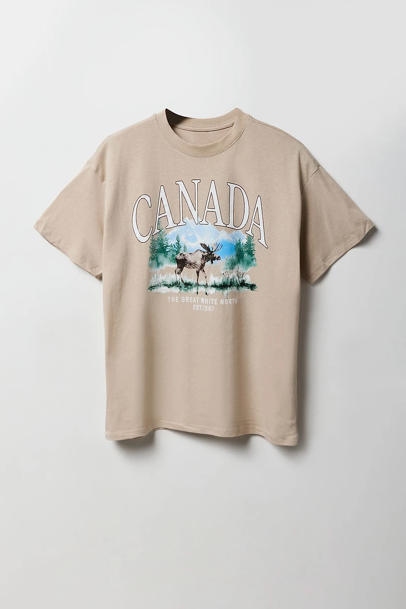 T-shirt coupe garçonne à imprimé Canada
