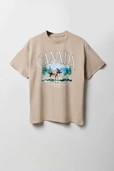 T-shirt coupe garçonne à imprimé Canada