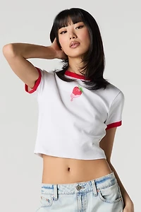 T-shirt à liséré contrastant et imprimé