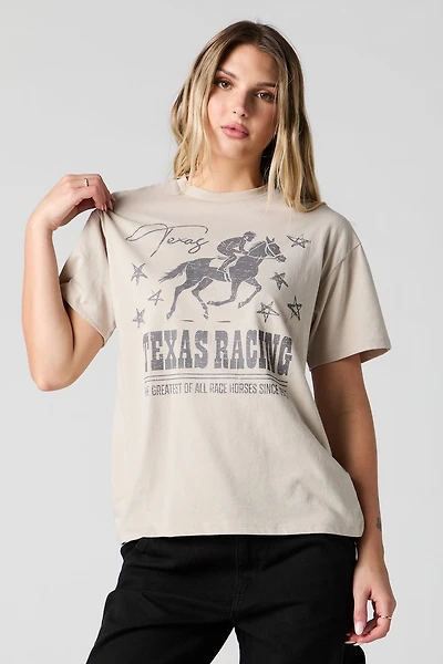 T-shirt de coupe garçonne à imprimé Texas Racing