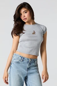 T-shirt ajusté à broderie Cute
