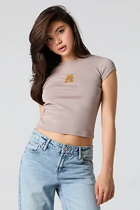 T-shirt ajusté à broderie Cute